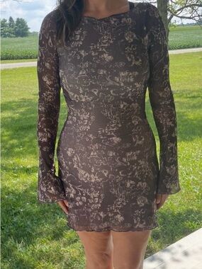 Motel Rocks Brown Floral-Print Mini Dress